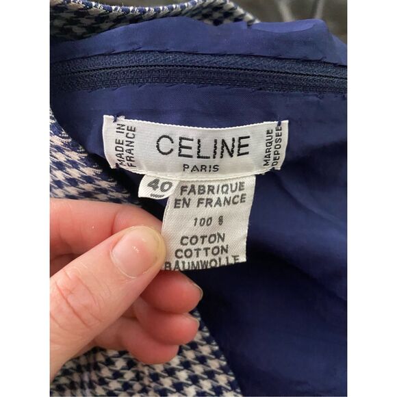 Celine Paris Blue White Houndstooth Straight Pencil Skirt, Size 40 / US Medium * - Picture 10 of 14
